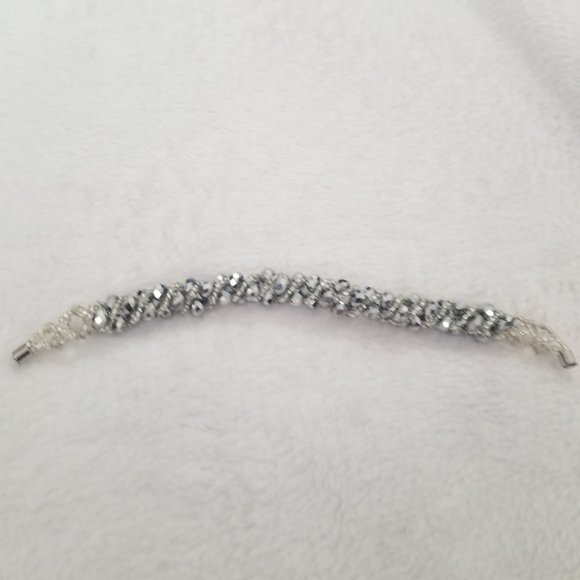 *5/35* Gray Crystal Beaded Wedding Bracelet - Picture 3 of 6